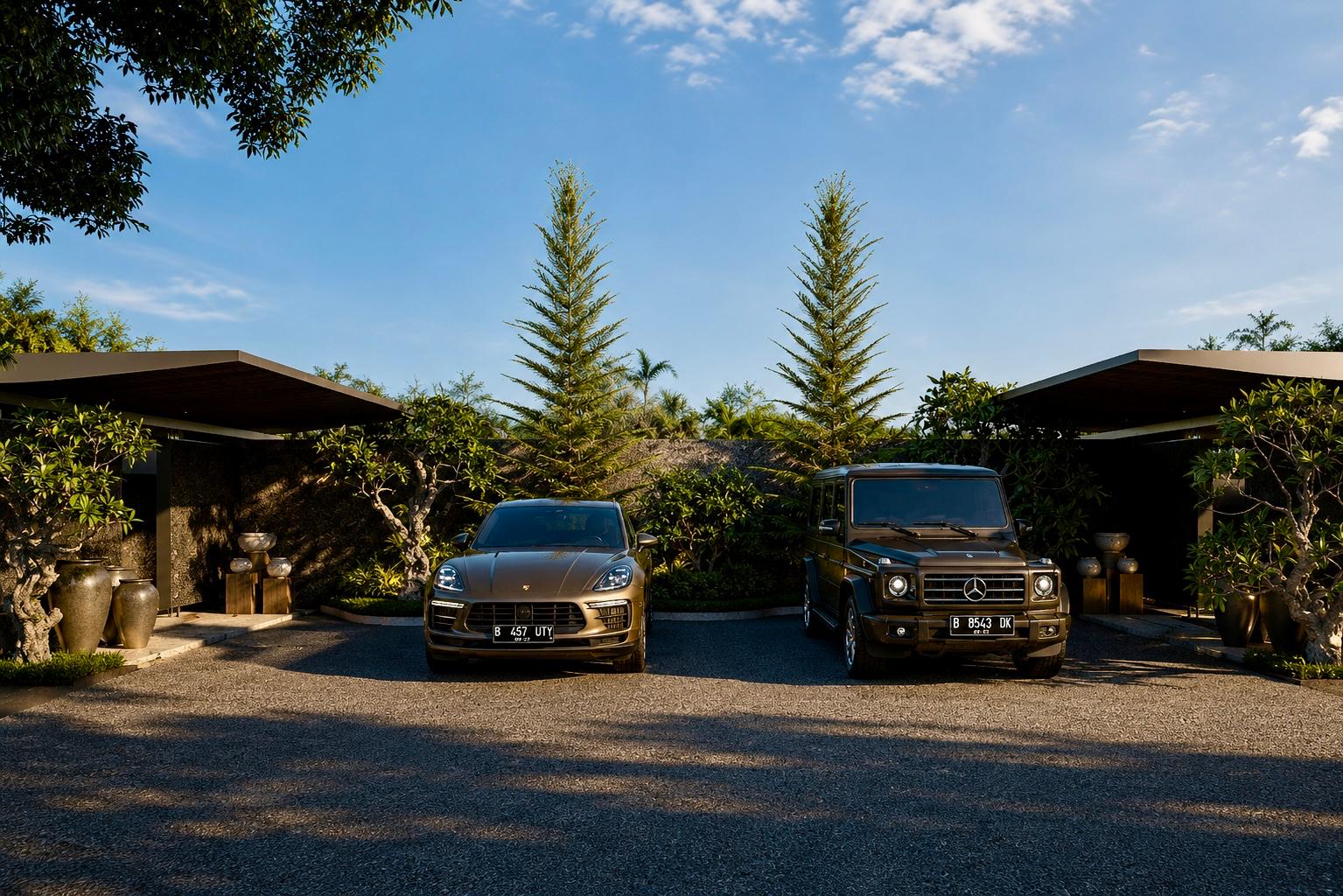 Parking prestige — Porsche, Mercedes G-Class